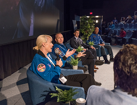 NASA Astronaut Kathleen “Kate” Rubins speaks during a panel discussion at SHOP-24