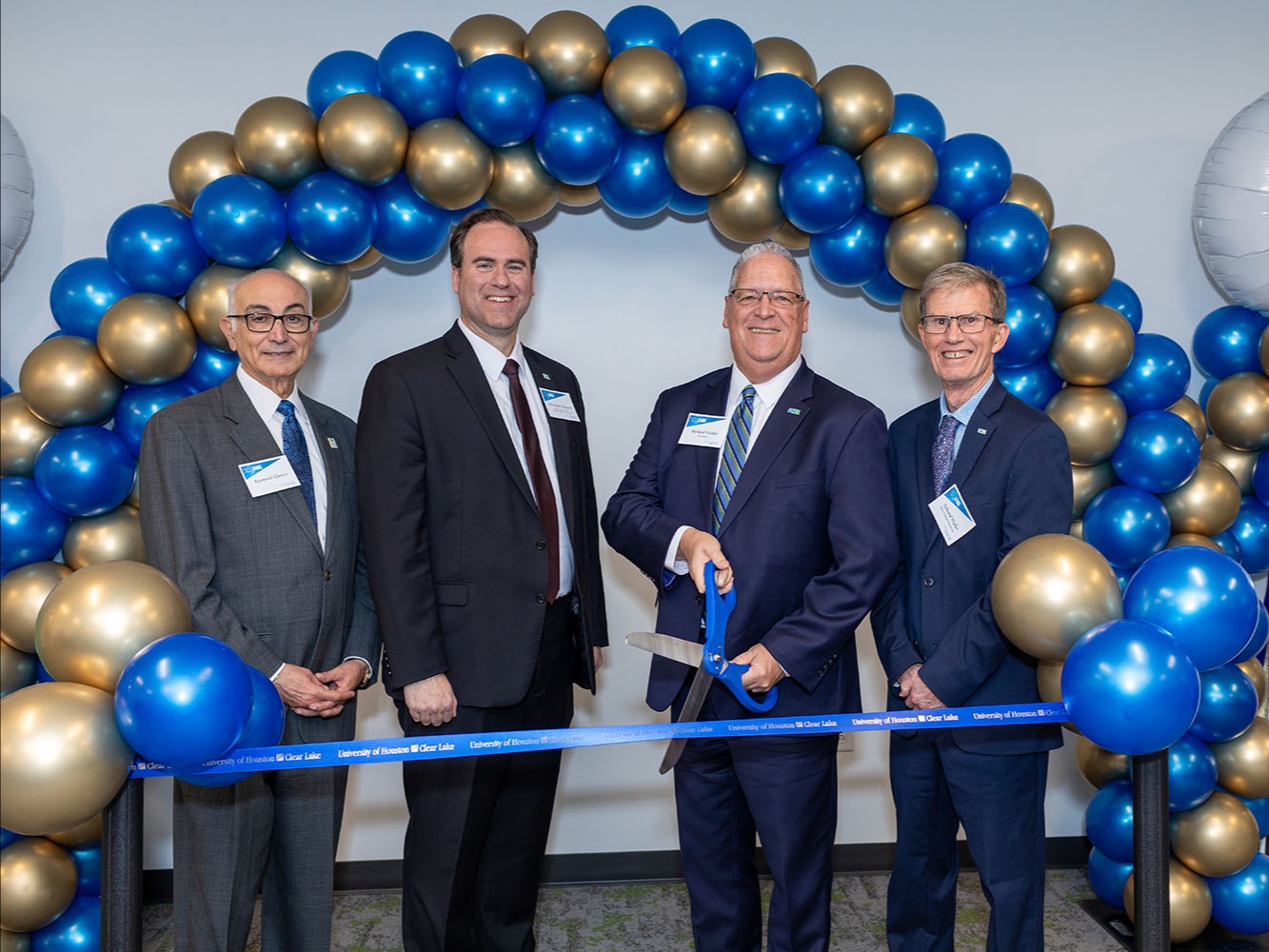Dr. Raymond Khoury, Department Chair for Healthcare Administration; Dr. Christopher Maynard, Senior Vice President for Academic Affairs and Provost; Dr. Richard Walker, President; Dr. Edward Waller, COB Dean